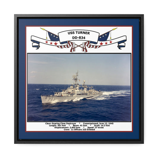 USS Turner DD-834 Navy Floating Frame Photo Front View
