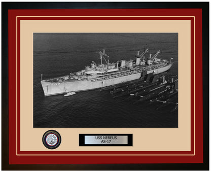 USS NEREUS AS-17 Framed Navy Ship Photo Burgundy