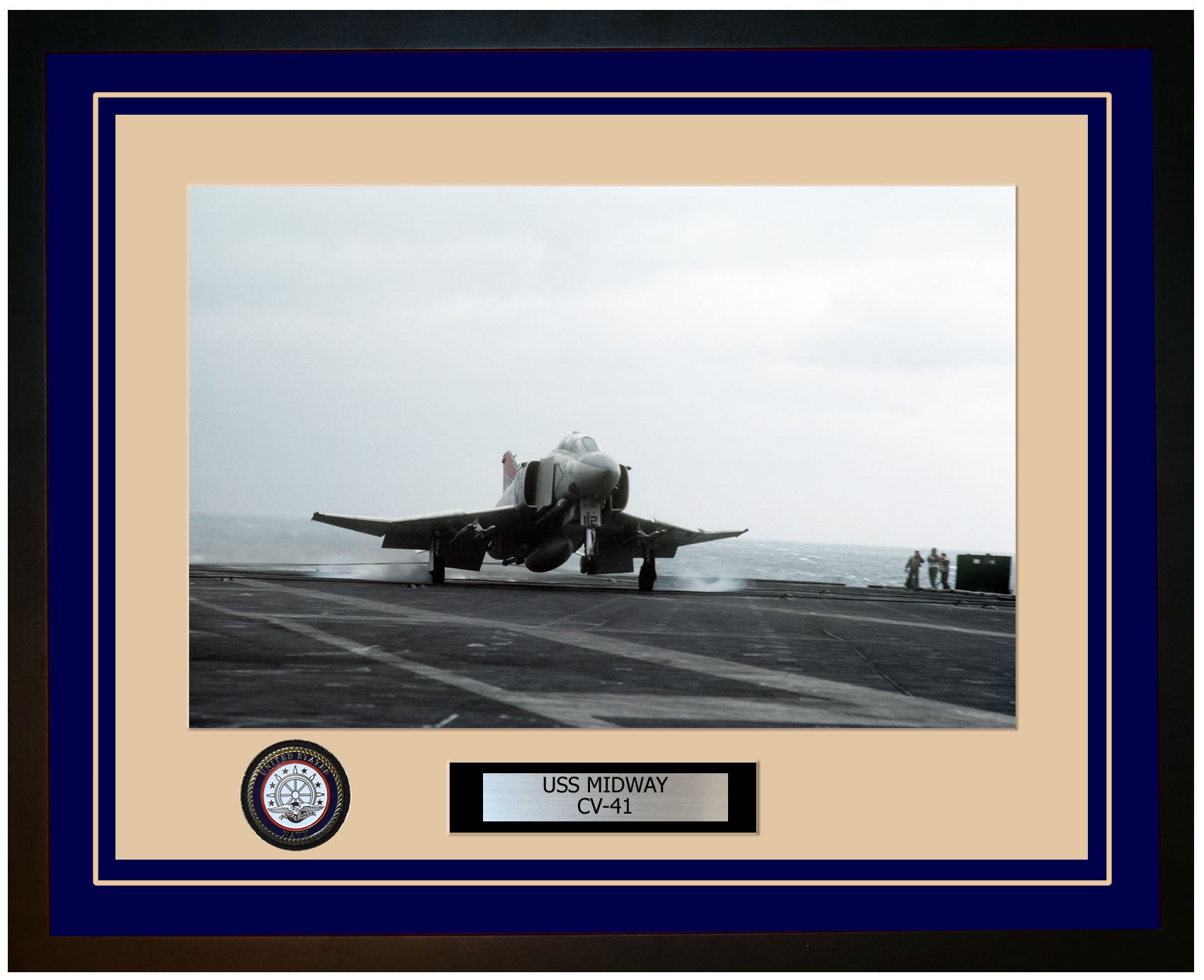 USS MIDWAY CV-41 Framed Navy Ship Photo Blue
