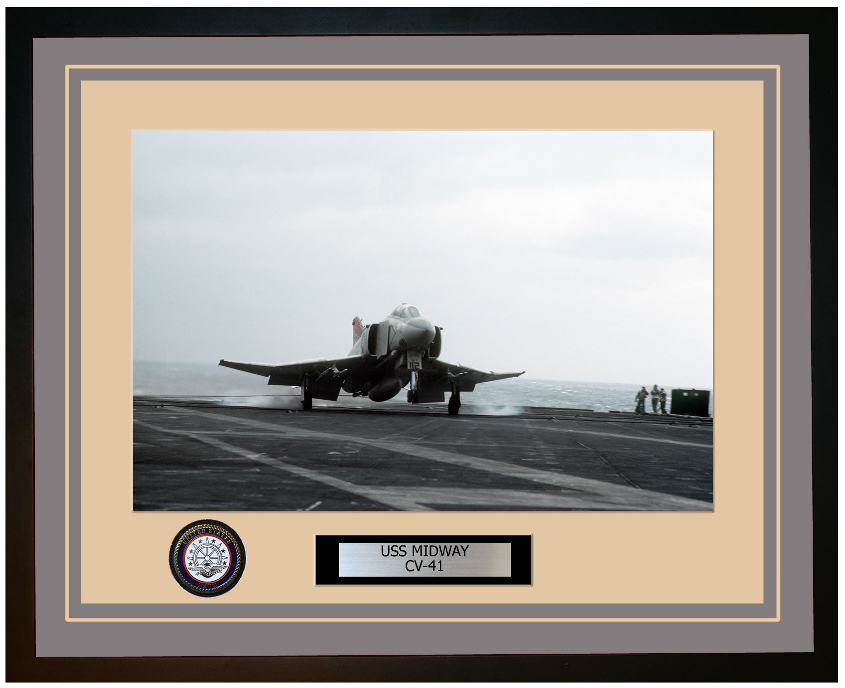 USS MIDWAY CV-41 Framed Navy Ship Photo Grey