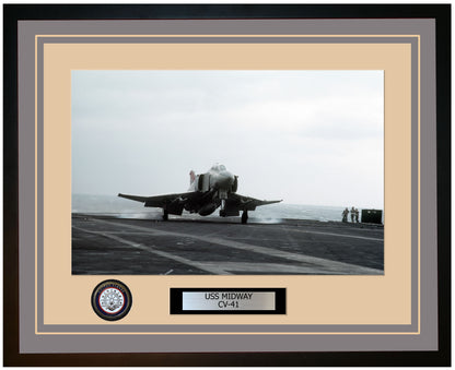 USS MIDWAY CV-41 Framed Navy Ship Photo Grey