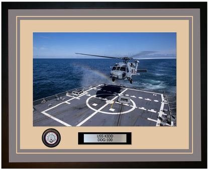USS KIDD DDG-100 Framed Navy Ship Photo Grey