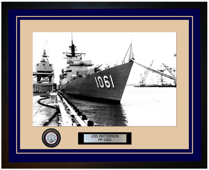 USS PATTERSON FF-1061 Framed Navy Ship Photo Blue