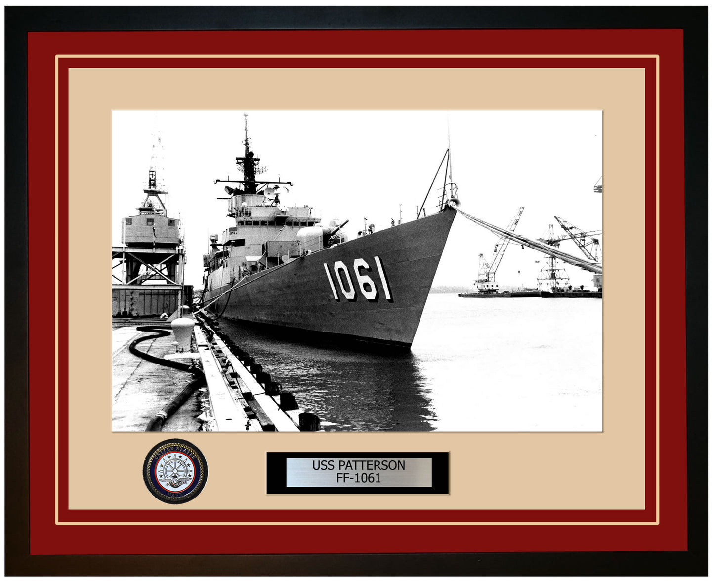 USS PATTERSON FF-1061 Framed Navy Ship Photo Burgundy