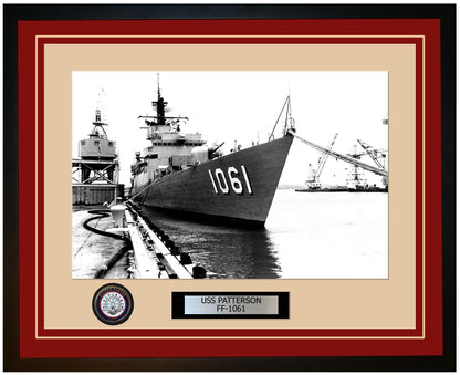 USS PATTERSON FF-1061 Framed Navy Ship Photo Burgundy