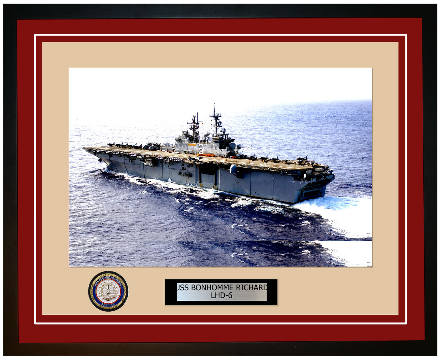USS Bonhomme Richard LHD-6 Framed Navy Ship Photo Burgundy