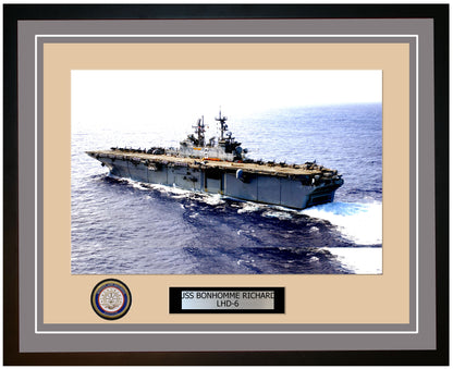USS Bonhomme Richard LHD-6 Framed Navy Ship Photo Grey