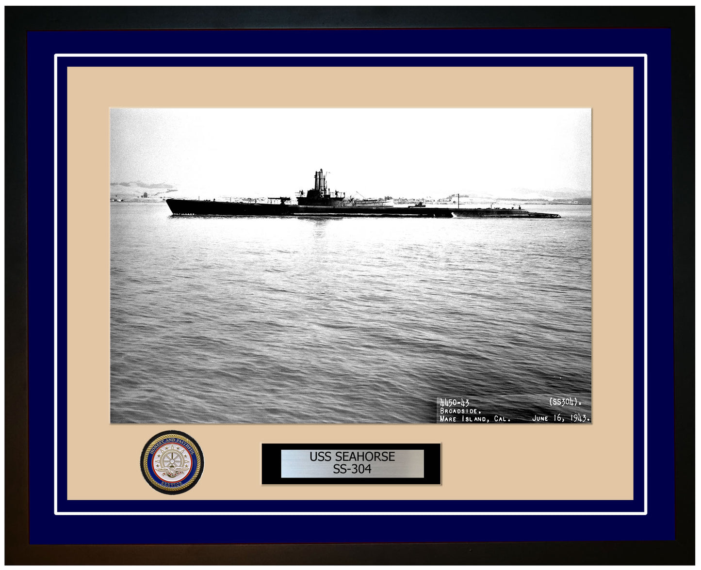 USS Seahorse SS-304 Framed Navy Ship Photo Blue