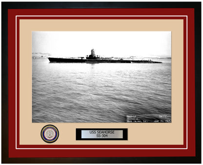 USS Seahorse SS-304 Framed Navy Ship Photo Burgundy