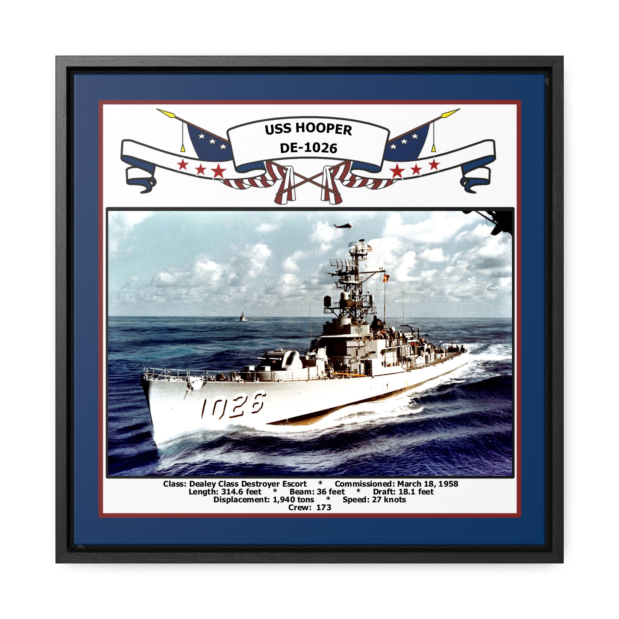 USS Hooper DE-1026 Navy Floating Frame Photo – Navy Emporium