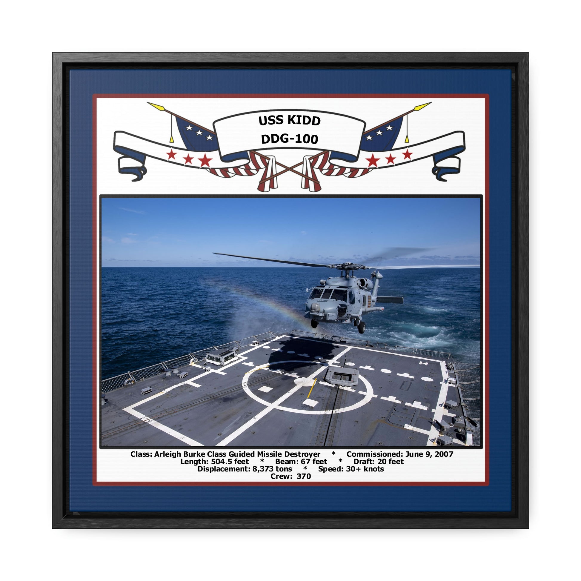 USS Kidd DDG-100 Navy Floating Frame Photo Front View