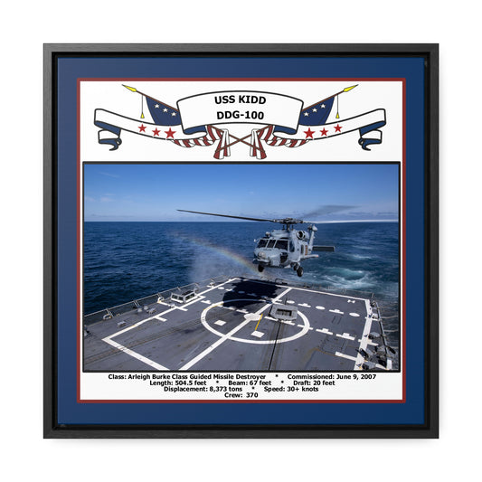 USS Kidd DDG-100 Navy Floating Frame Photo Front View
