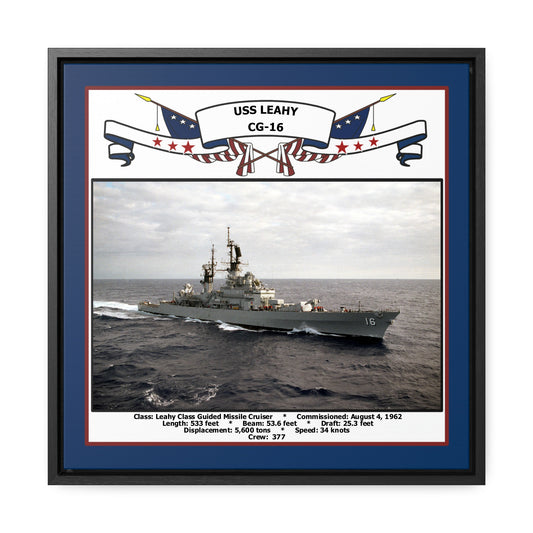 USS Leahy CG-16 Navy Floating Frame Photo Front View
