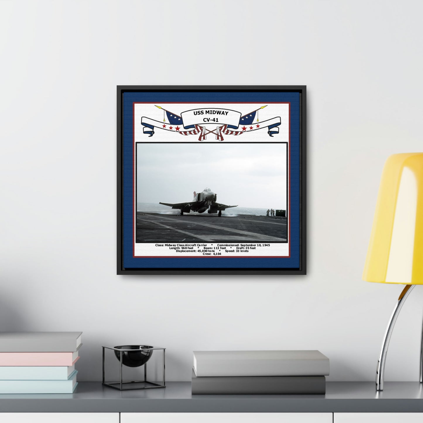 USS Midway CV-41 Navy Floating Frame Photo Desk View