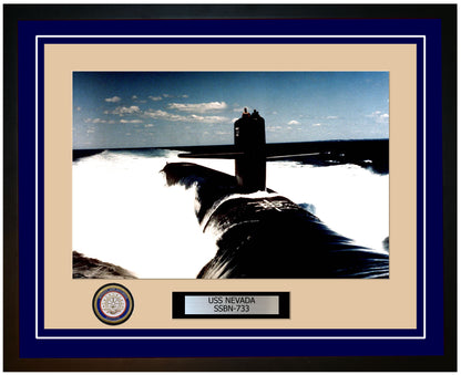 USS Nevada SSBN-733 Framed Navy Ship Photo Blue
