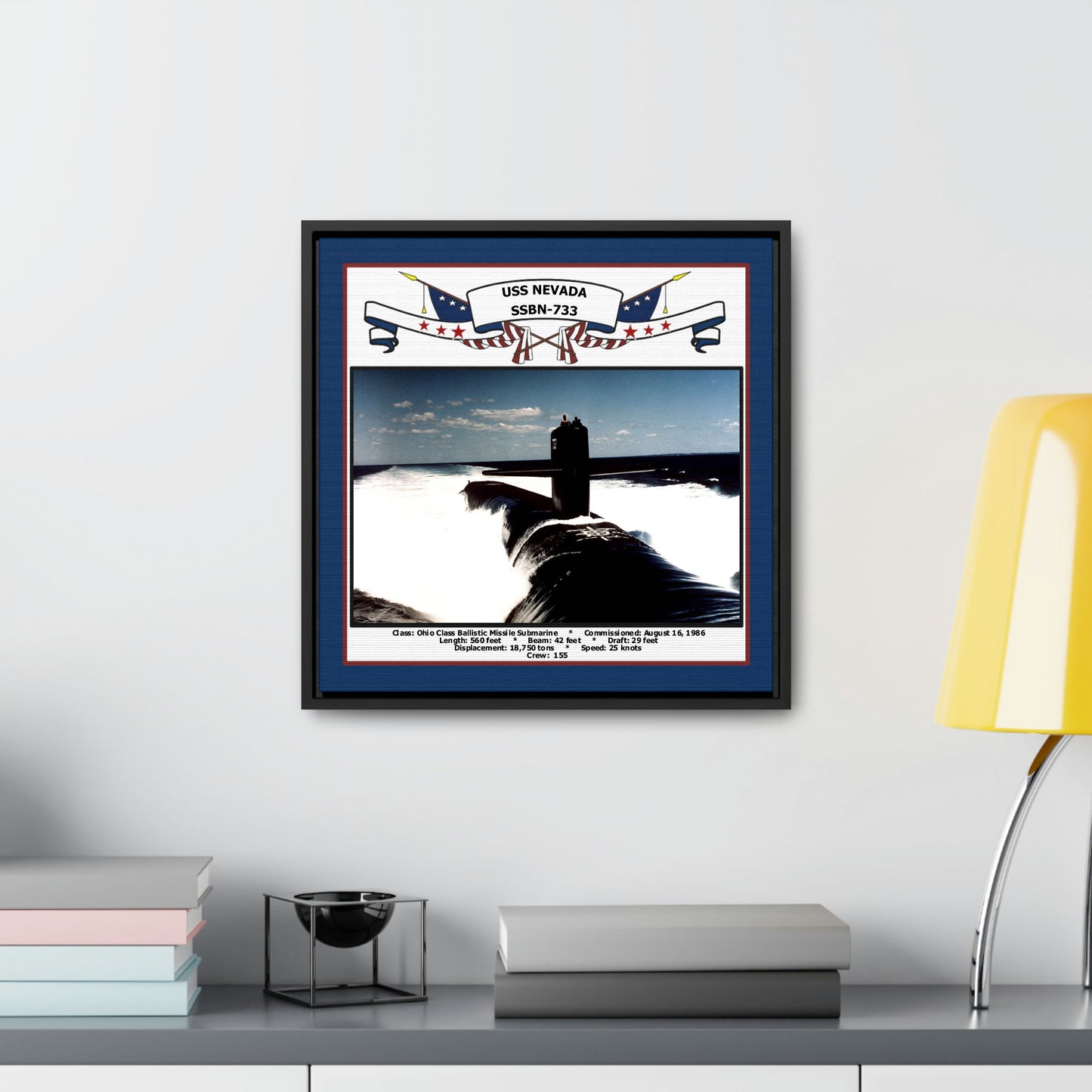 USS Nevada SSBN-733 Navy Floating Frame Photo Desk View