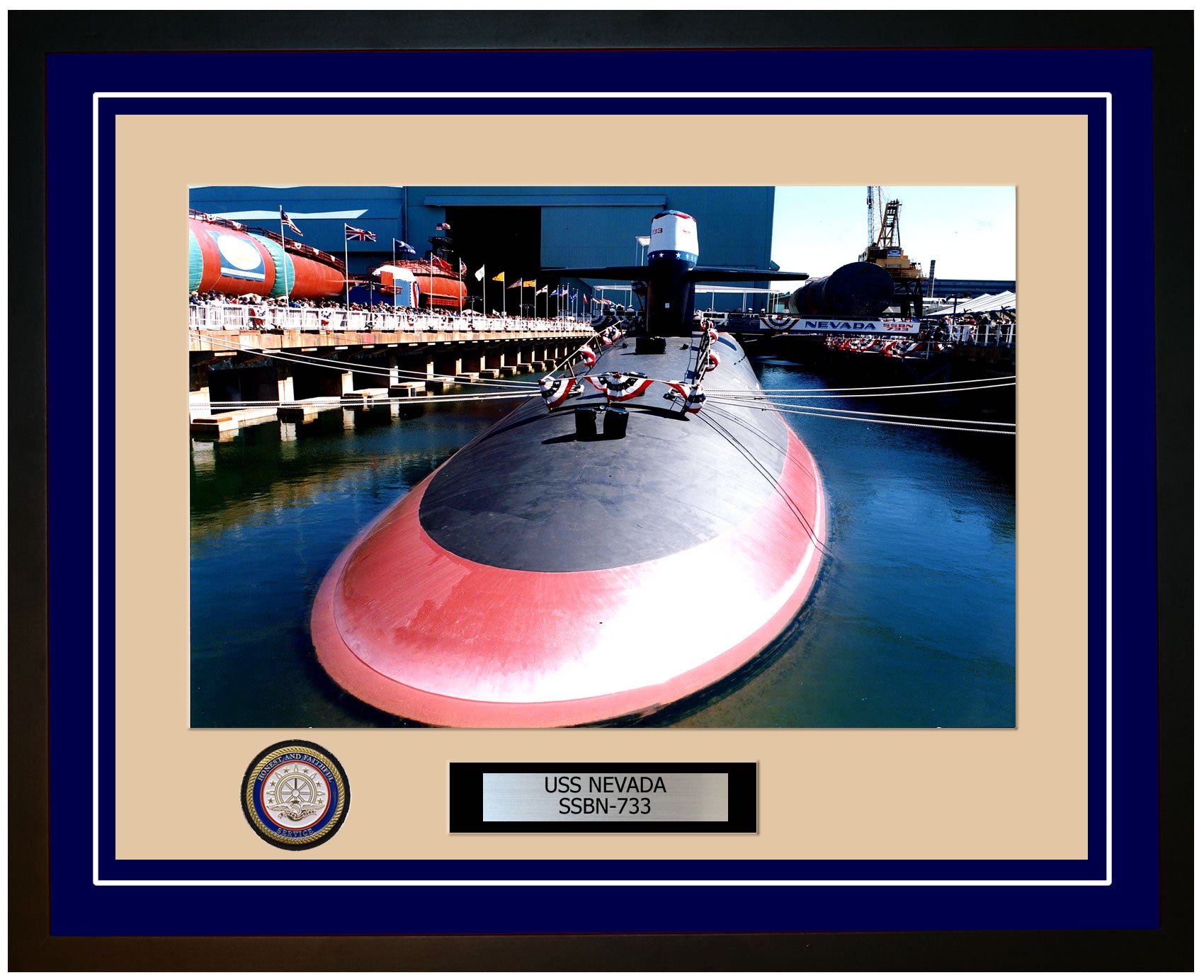 USS Nevada SSBN-733 Framed Navy Ship Photo Blue