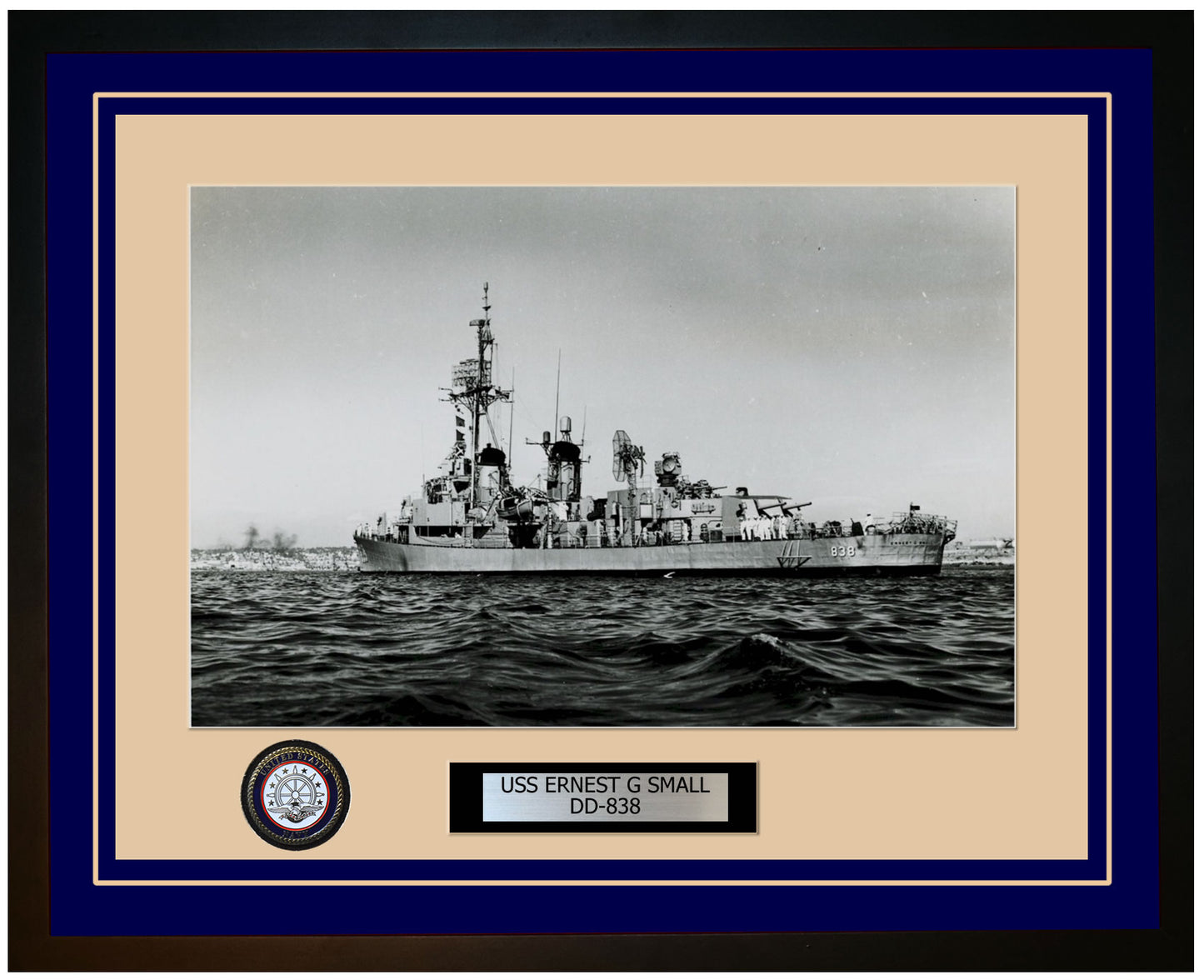 USS ERNEST G SMALL DD-838 Framed Navy Ship Photo Blue