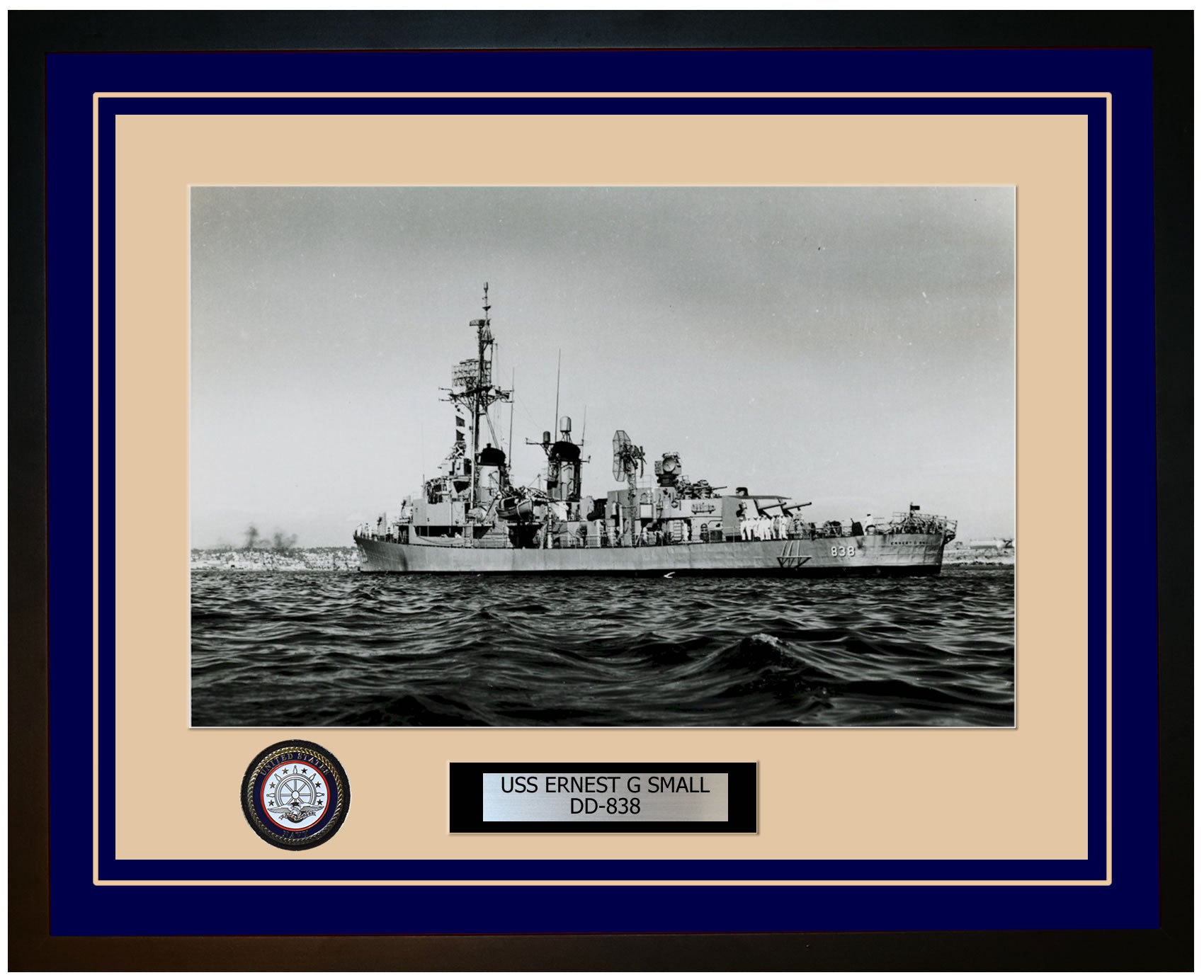 USS ERNEST G SMALL DD-838 Framed Navy Ship Photo Blue