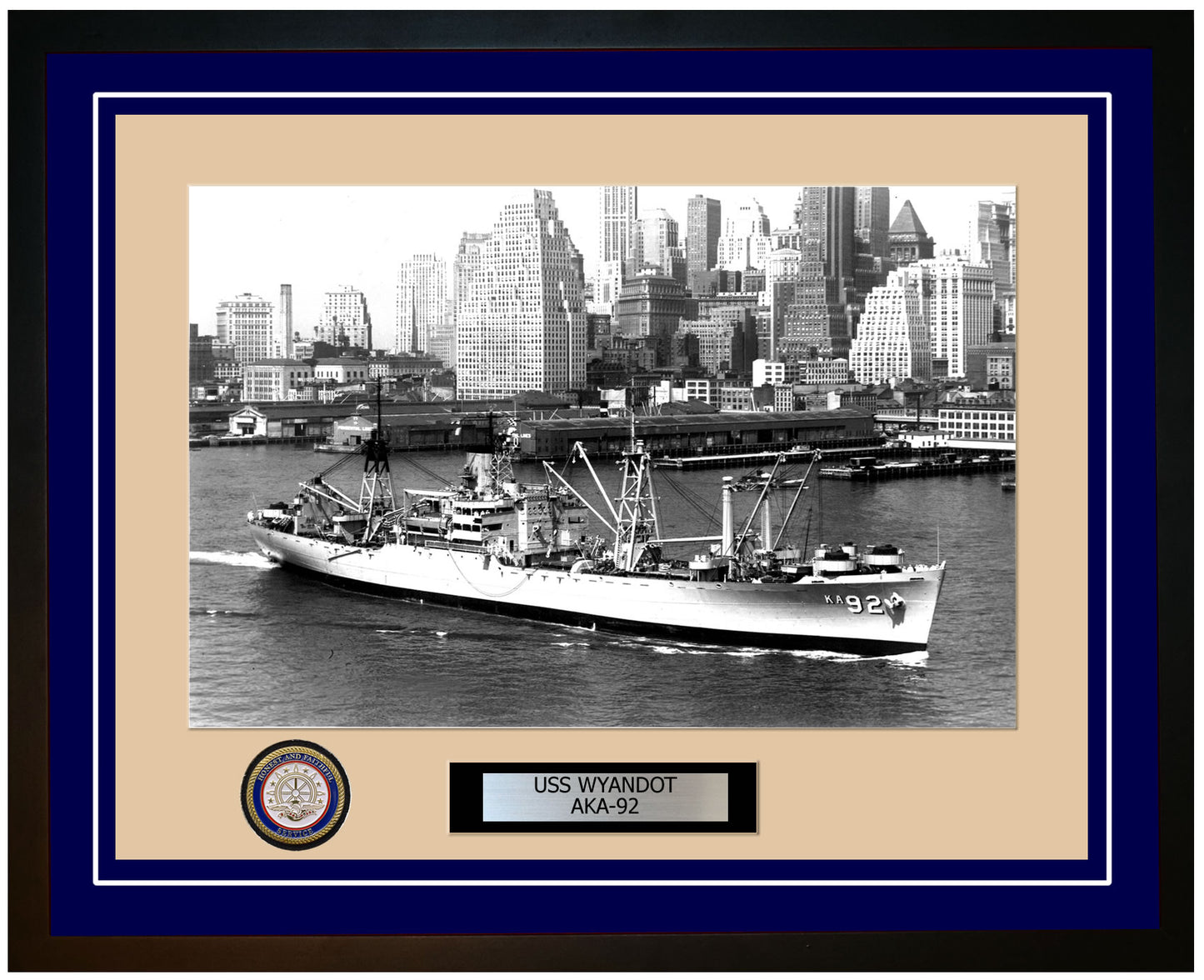 USS Wyandot AKA-92 Framed Navy Ship Photo Blue