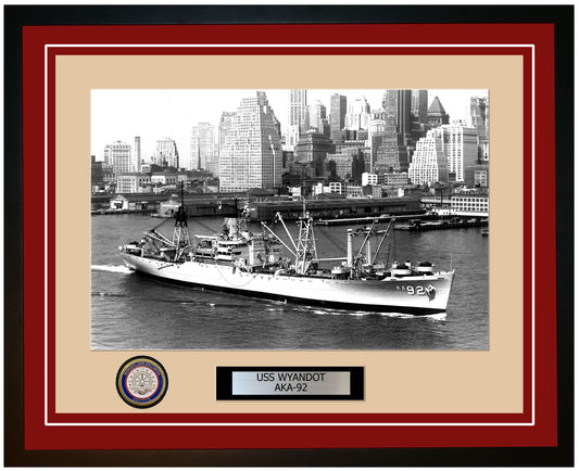 USS Wyandot AKA-92 Framed Navy Ship Photo Burgundy