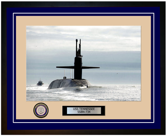 USS Tennessee SSBN-734 Framed Navy Ship Photo Blue