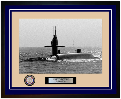 USS Tennessee SSBN-734 Framed Navy Ship Photo Blue