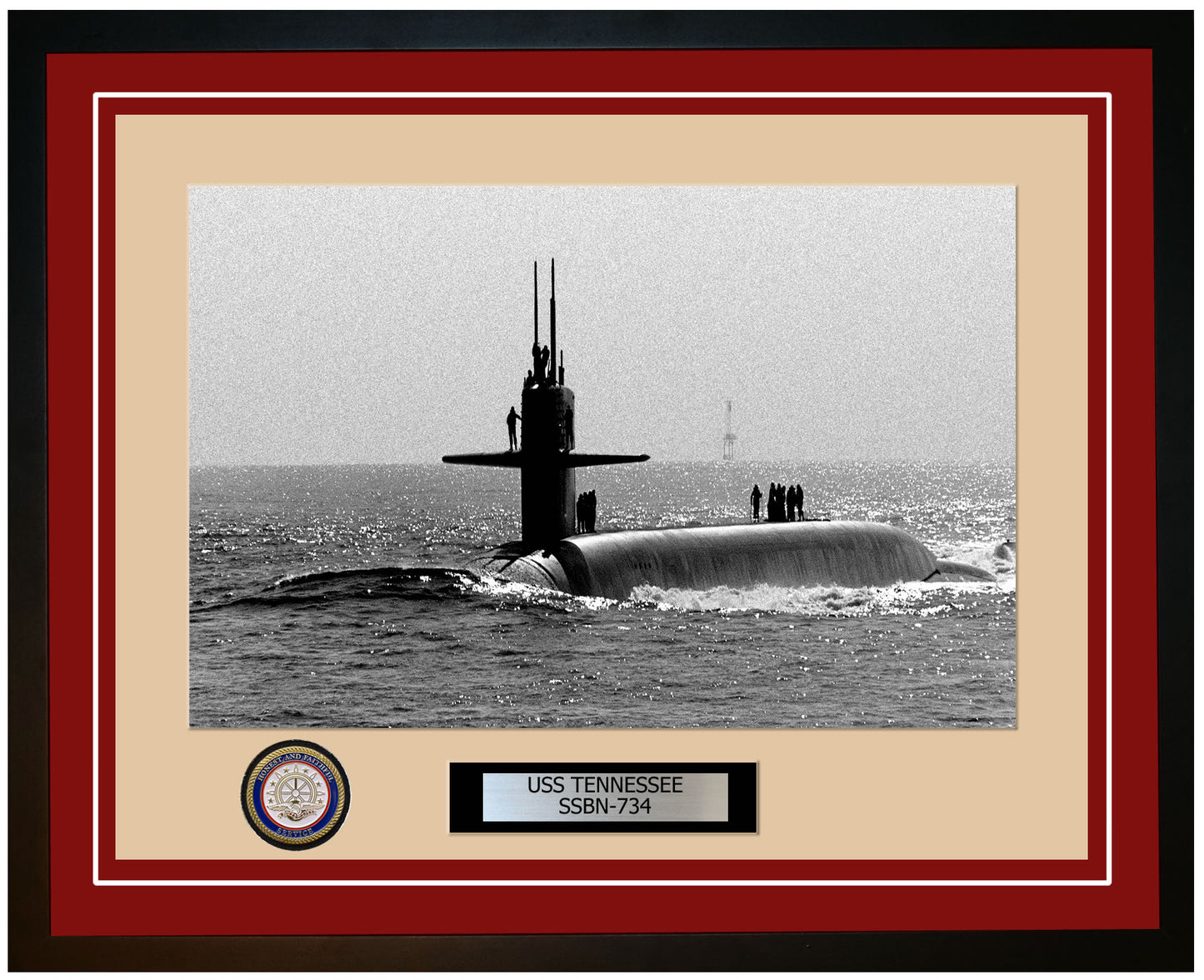 USS Tennessee SSBN-734 Framed Navy Ship Photo Burgundy