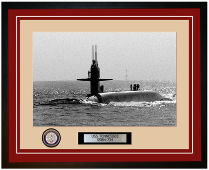 USS Tennessee SSBN-734 Framed Navy Ship Photo Burgundy