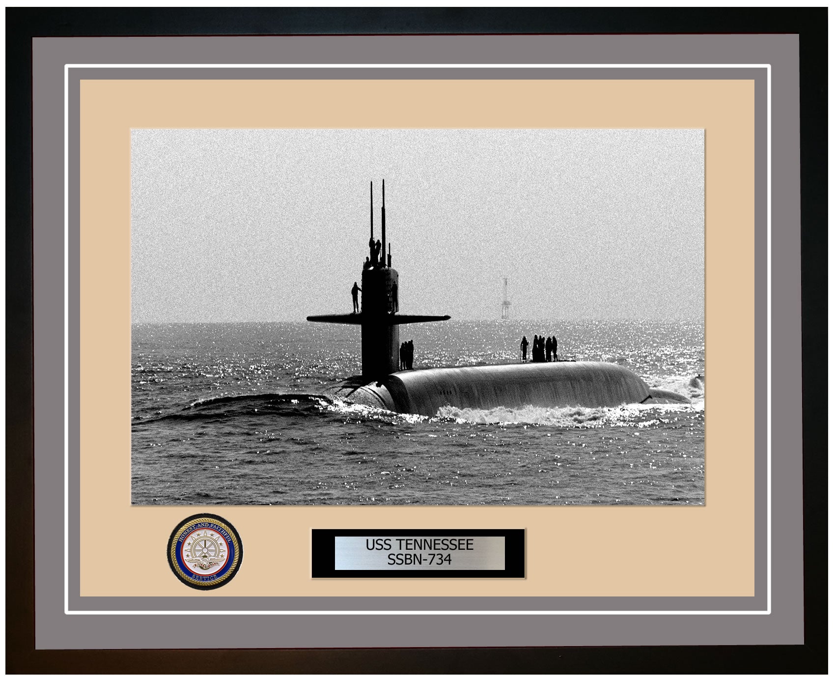 USS Tennessee SSBN-734 Framed Navy Ship Photo Grey