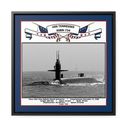 USS Tennessee SSBN-734 Navy Floating Frame Photo Front View