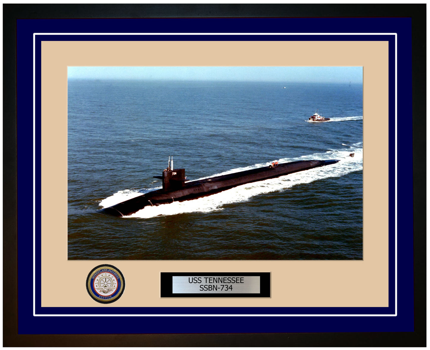 USS Tennessee SSBN-734 Framed Navy Ship Photo Blue