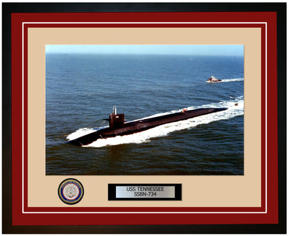 USS Tennessee SSBN-734 Framed Navy Ship Photo Burgundy