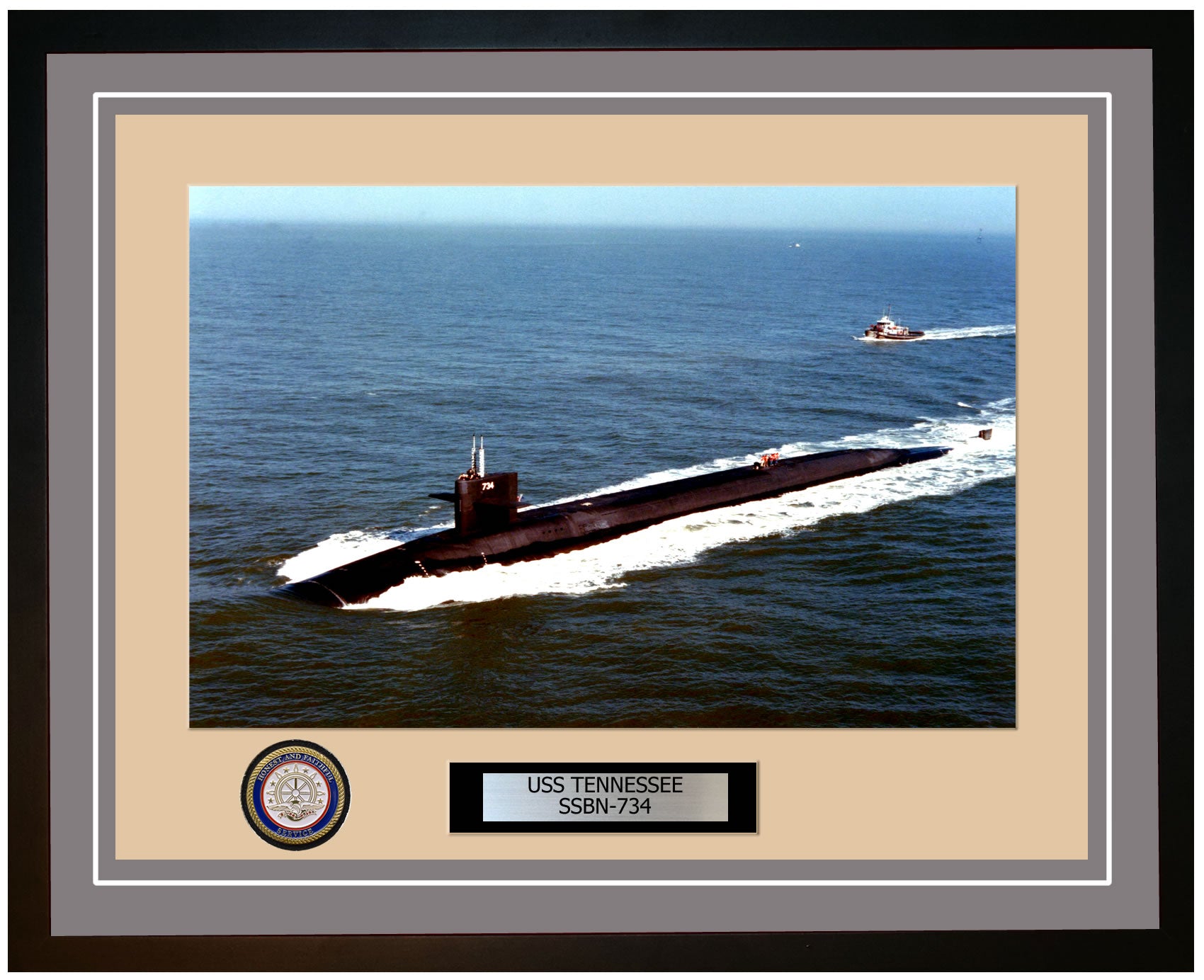 USS Tennessee SSBN-734 Framed Navy Ship Photo Grey