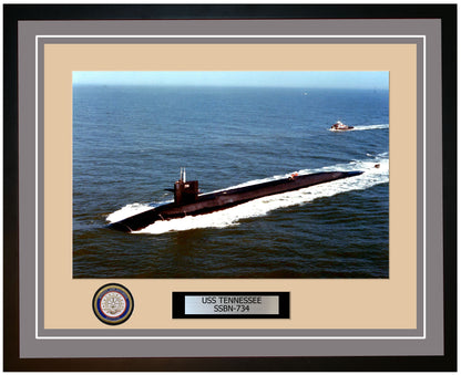 USS Tennessee SSBN-734 Framed Navy Ship Photo Grey