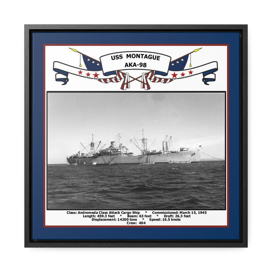 USS Montague AKA-98 Navy Floating Frame Photo Front View