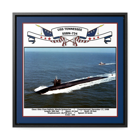 USS Tennessee SSBN-734 Navy Floating Frame Photo Front View
