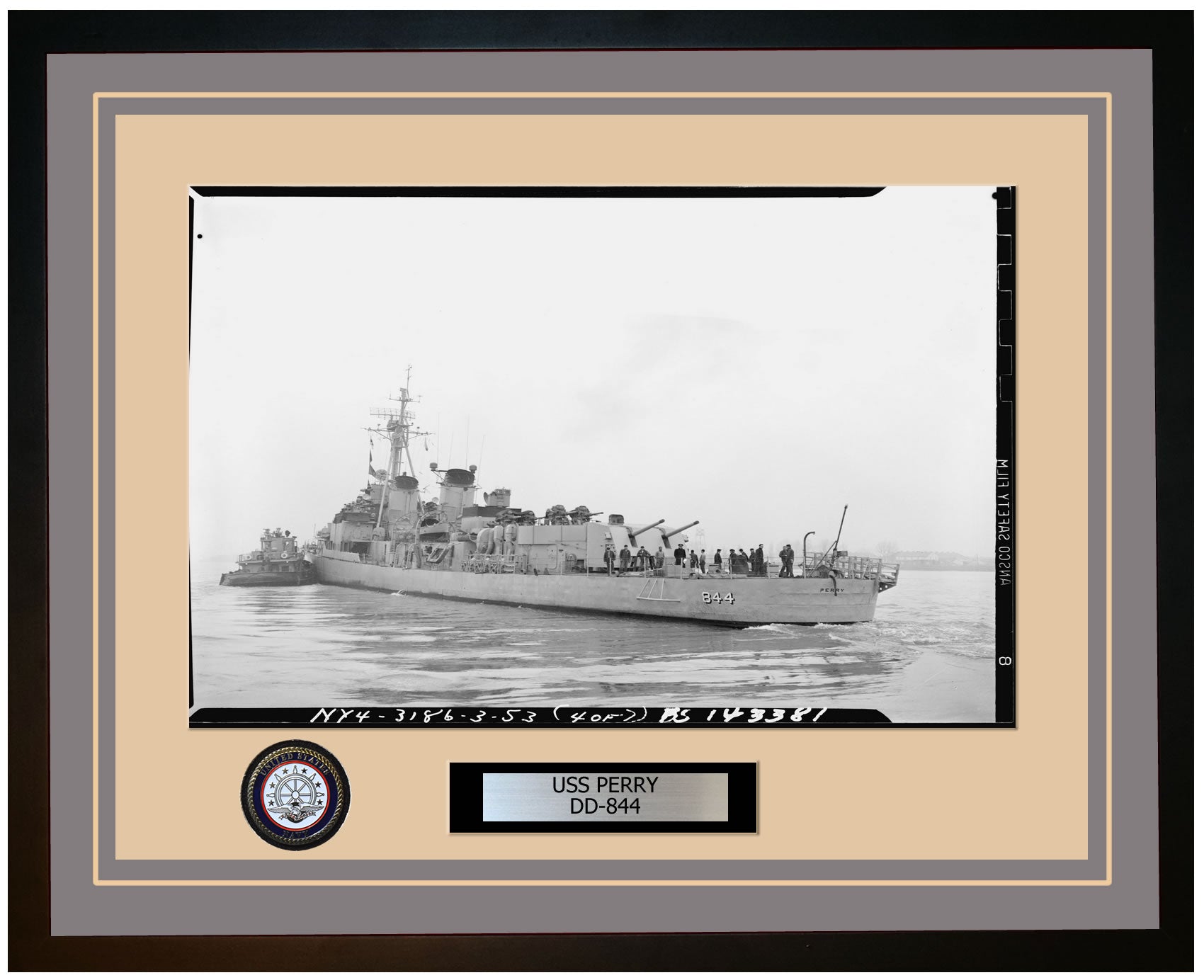 USS PERRY DD-844 Framed Navy Ship Photo Grey