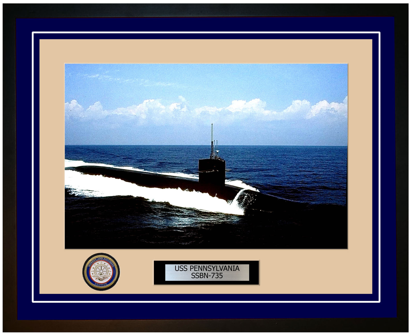 USS Pennsylvania SSBN-735 Framed Navy Ship Photo Blue