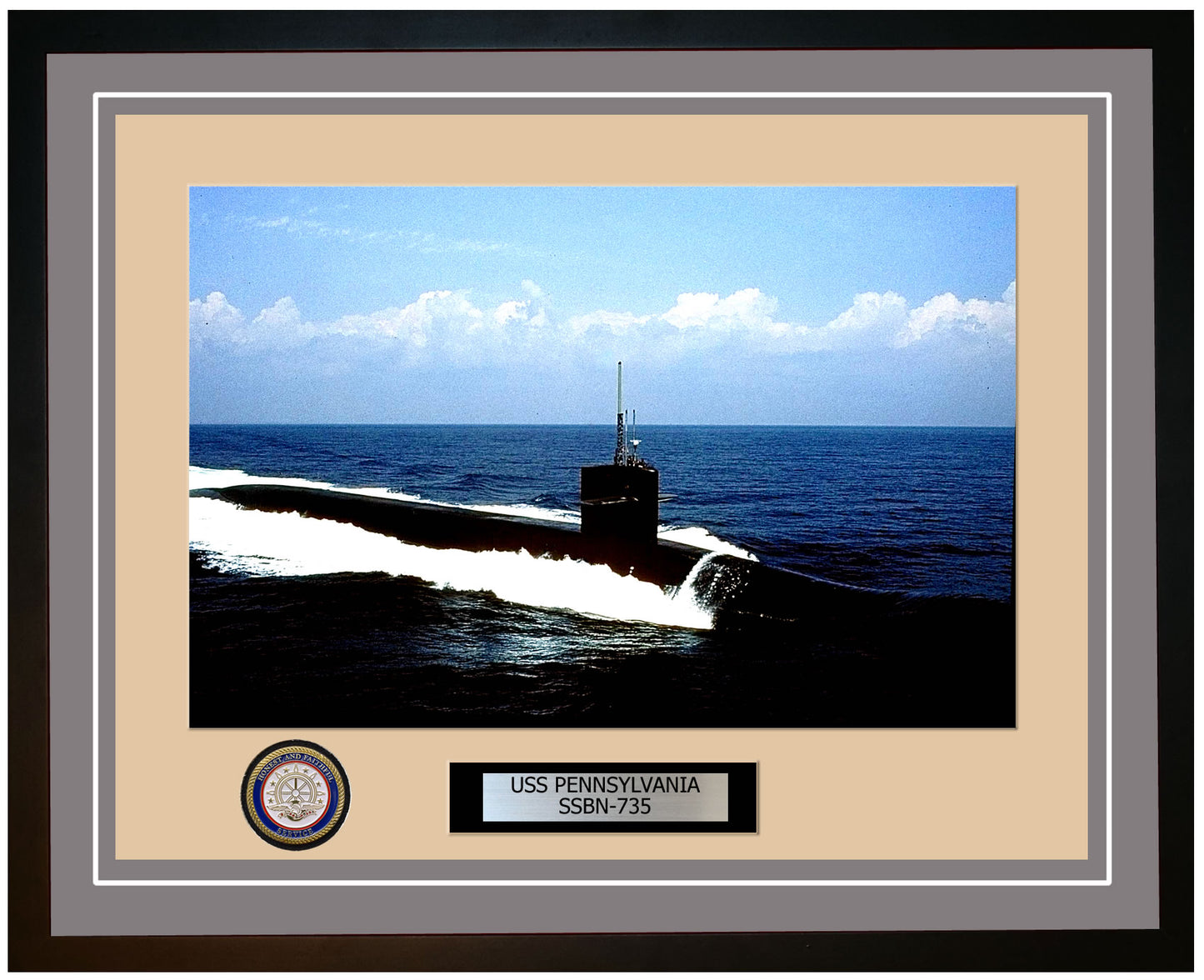 USS Pennsylvania SSBN-735 Framed Navy Ship Photo Grey