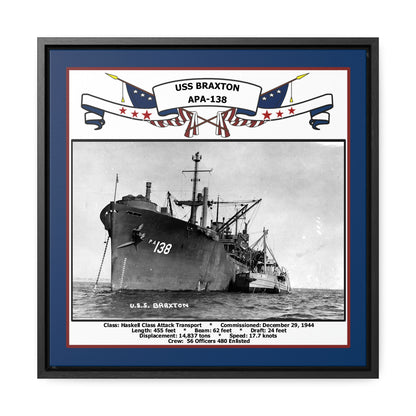 USS Braxton APA-138 Navy Floating Frame Photo Front View