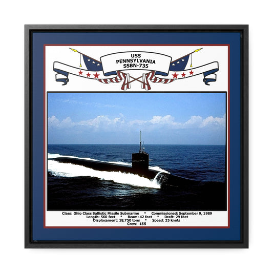 USS Pennsylvania SSBN-735 Navy Floating Frame Photo Front View