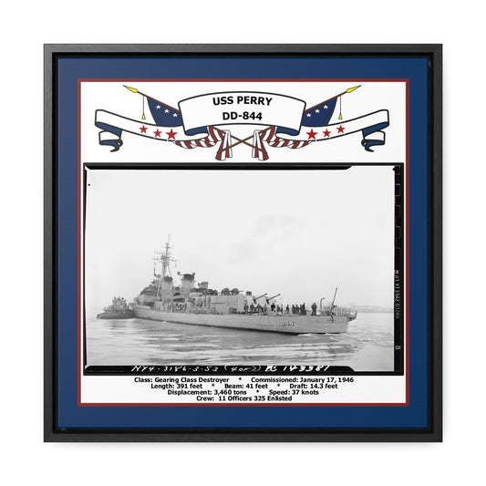 USS Perry DD-844 Navy Floating Frame Photo Front View