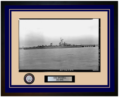 USS BAUSELL DD-845 Framed Navy Ship Photo Blue