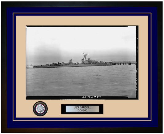 USS BAUSELL DD-845 Framed Navy Ship Photo Blue
