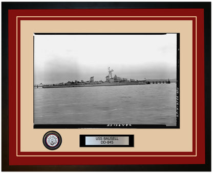 USS BAUSELL DD-845 Framed Navy Ship Photo Burgundy