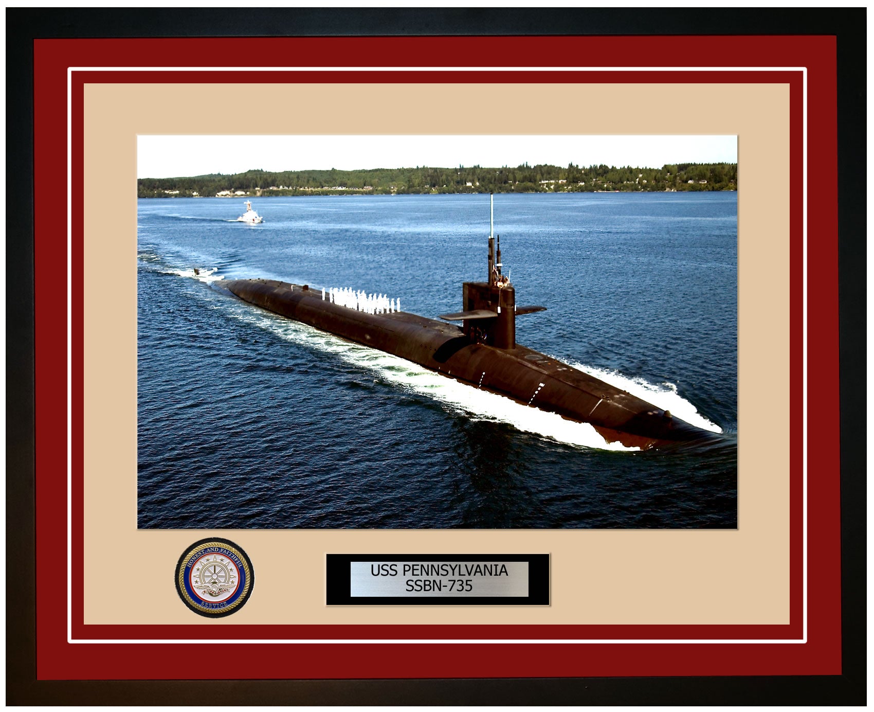 USS Pennsylvania SSBN-735 Framed Navy Ship Photo Burgundy