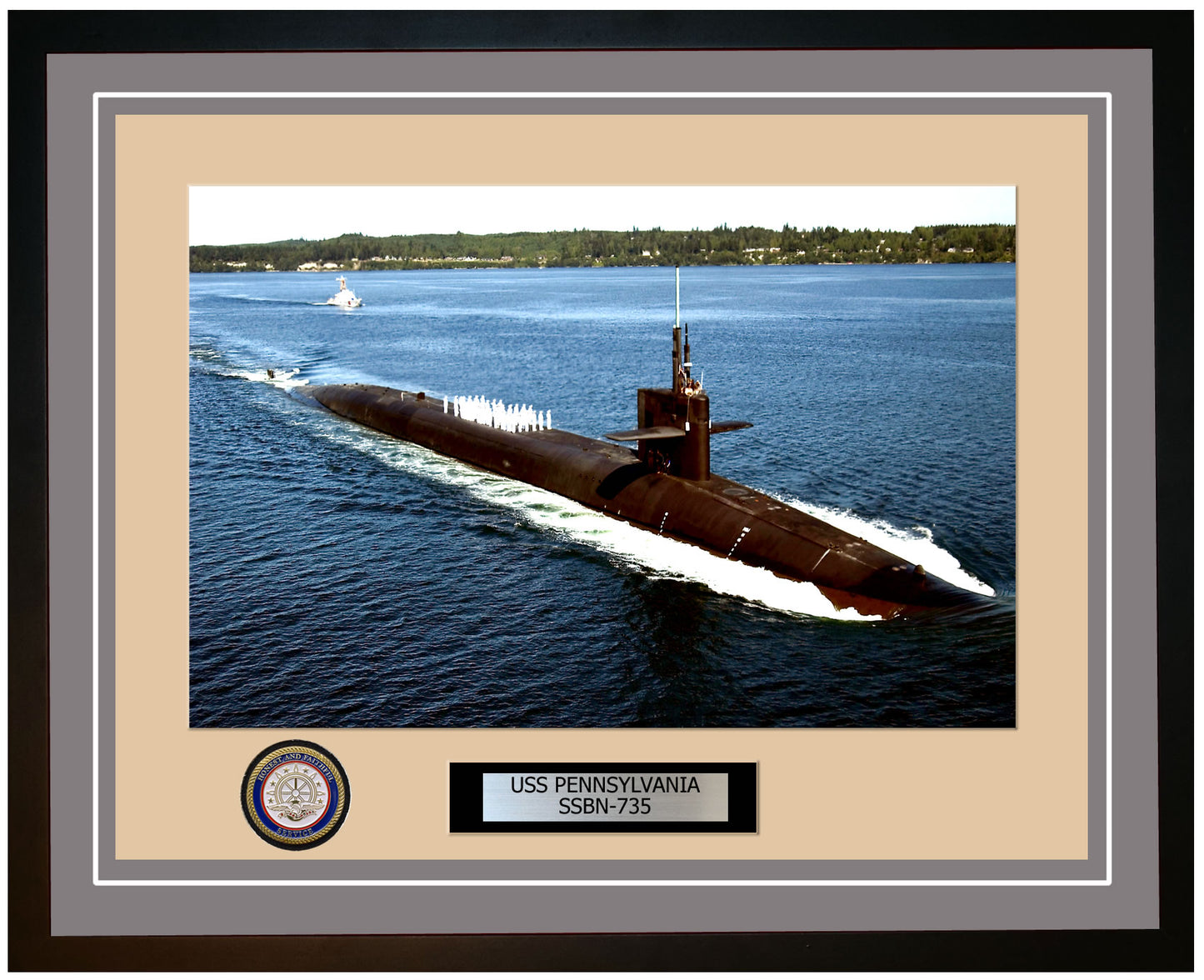 USS Pennsylvania SSBN-735 Framed Navy Ship Photo Grey