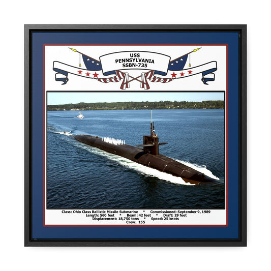USS Pennsylvania SSBN-735 Navy Floating Frame Photo Front View