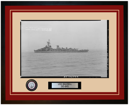 USS BAUSELL DD-845 Framed Navy Ship Photo Burgundy